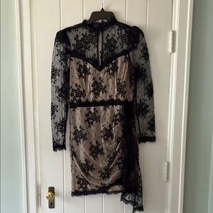 SAYLOR Black Lace Sheath Mini Dress